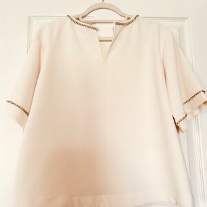 LOFT Cream Blouse with Chain Accents